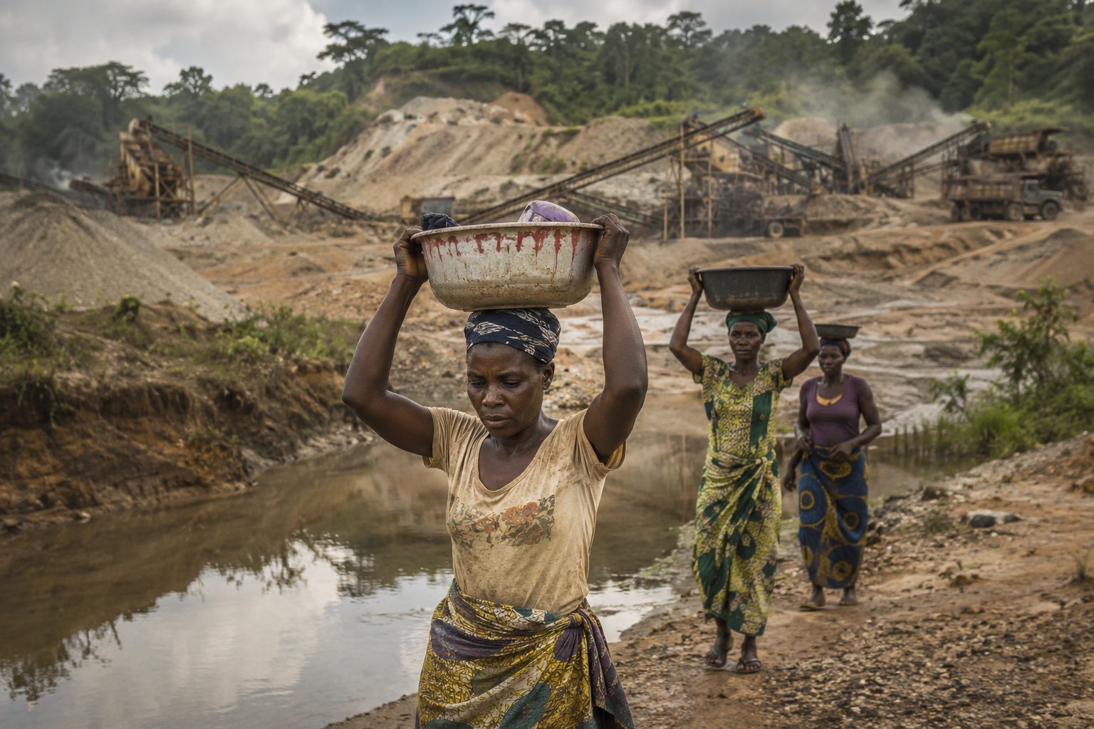 women in or near a Nigerian mining community